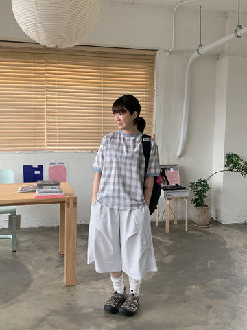 Yoha Color Matching Check Short Sleeve Tee